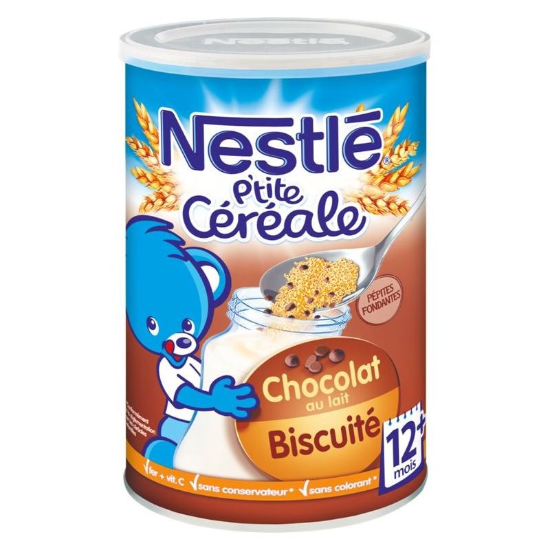Nestlé Céréales Bébé 12+ Mois Chocolat Au Lait Biscuité P'Tite Céréale : La Boite De 400G