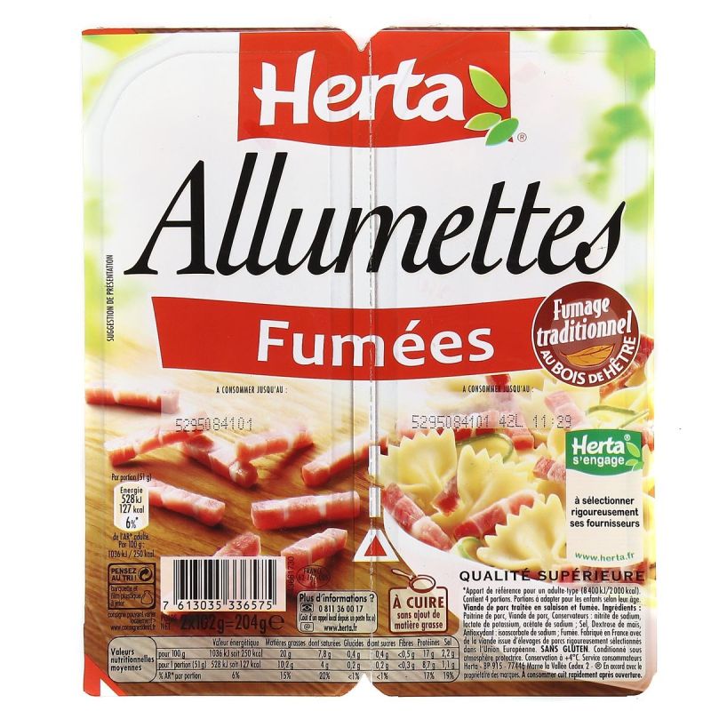 Herta 2X102G Allumettes Fumes