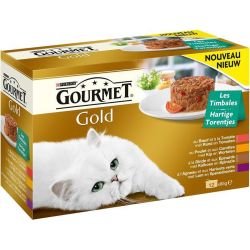 Gourmet Les Timbales Avec Des Légumes : Bœuf-Tomates, Poulet-Carottes, Dinde-Epinards, Agneau-Haricots Verts 12X85G