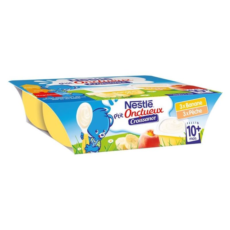 Nestlé P'Tit Onctueux Desserts Bébé 10+ Mois Banane/Pêche : Les 6 Pots De 60 G