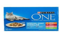 Purina One Spécial Chat Stérilisé - Effilés En Sauce : Bœuf, Poulet, Saumon, Dinde 8X85G