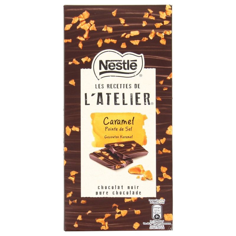 Nestlé Chocolat Noir Aux Éclats De Caramel Salé Les Recettes L'Atelier : La Tablette 115G