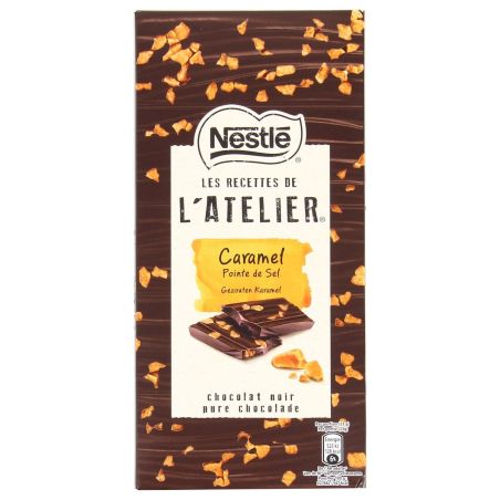 Nestlé Chocolat Noir Aux Éclats De Caramel Salé Les Recettes L'Atelier : La Tablette 115G