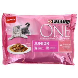 Purina One Junior - Effilés En Sauce : Saumon 4X85G
