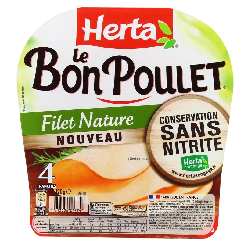 Herta 4Tr.Bon Poulet Nature Csn