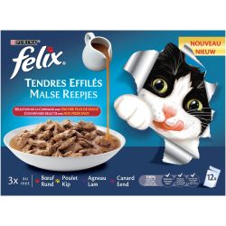 Felix Friandises Pour Chat Adulte Au Bœuf, Poulet & Agneau : Le Paquet De 12 Sachets 85G