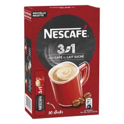 Nescafé Café Soluble 3 En 1 Goût Au Lait Sucré Sticks : Les 10 De 18 G - 180G