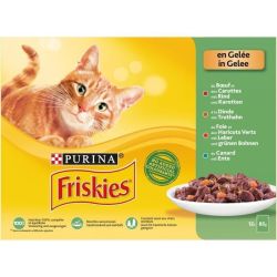 Friskies En Gelée : Au Bœuf-Carotte, À La Dinde, Foie-Haricots Verts, Canard 12X85G