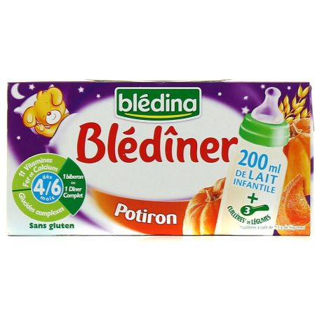 Blédina Lait Et Céréales Bébé Blédidej Dès 6 Mois, Potiron : Les 2 Briques De 250 Ml