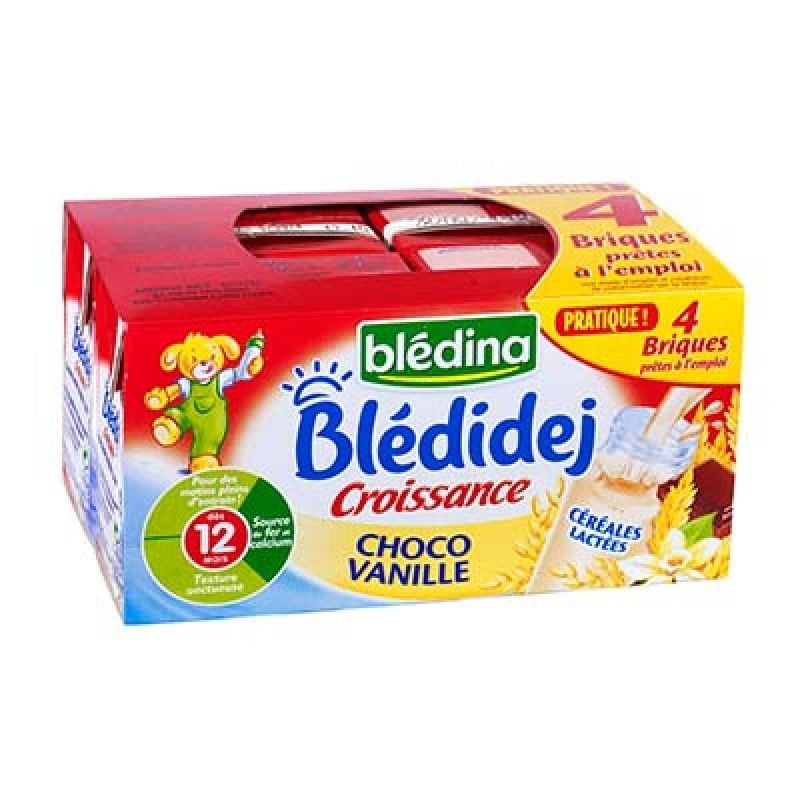 Blédina Lait Et Céréales Bébé Blédidej Dès 12 Mois, Choco Vanille : Les 4 Briques De 250 Ml