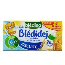 Blédina Lait Et Céréales Bébé Blédidej Dès 6 Mois Saveur Biscuitée : Les 4 Briques De 250 Ml