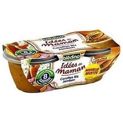 Blédina Idées De Maman Plats Bébé Dès 8 Mois, Carotte/Riz/Jambon : Les 2 Bols 200 G