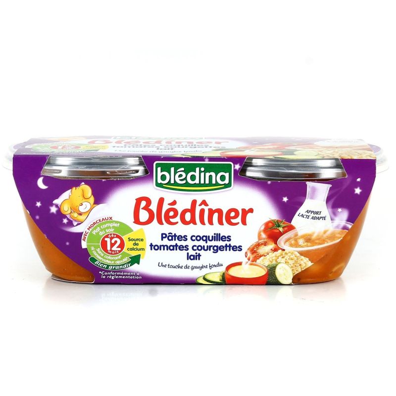 Blédina Plats Bébé Dès 12 Mois, Pâtes Tomates Courgettes Blédîner : Les 2 Bols De 200 G