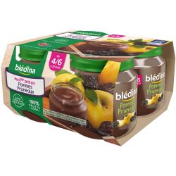 Blédina Compotes Bébé Pots Pommes Pruneaux De 4/6 À 36 Mois Pack 130 G X 4 - 520