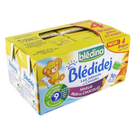 Blédina Lait Et Céréales Bébé Blédidej Dès 9 Mois, Pain Au Chocolat : Les 4 Briques De 250 Ml