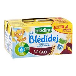 Blédina Lait Et Céréales Bébé Blédidej Dès 12 Mois, Chocolat : Les 4 Briques De 250 Ml