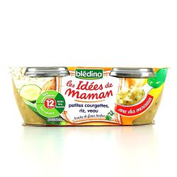 Blédina Idées De Maman Plats Bébé Dès 12 Mois, Courgettes Riz Veau : Les 2 Bols 200 G