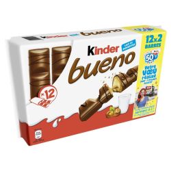 Kinder Barres Chocolatées Lait Et Noisette Bueno : Les 12 Sachets De 2 - 516 G