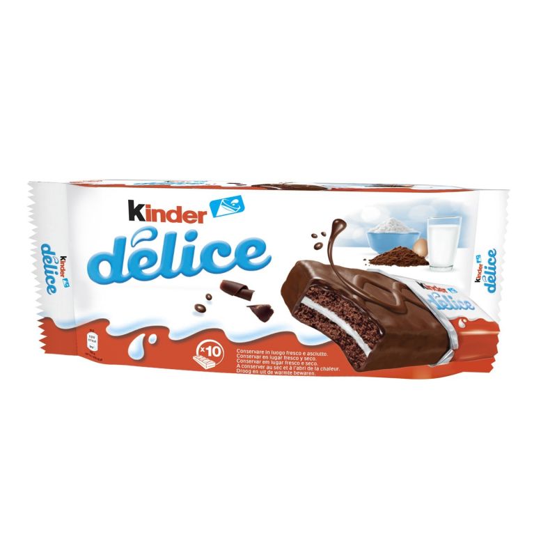 Kinder Gâteaux Cacao Fourré Lait Delice : La Boite De 10 - 390 G