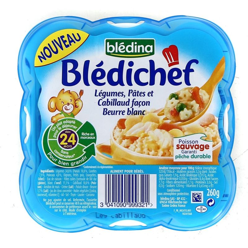 Bledichef 260G Legumes Pates Cabillaud