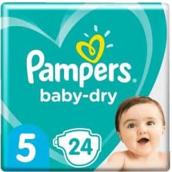 Pampers Couches Bébé Taille 5 : 11-16 Kg Baby Dry Le Paquet De 24