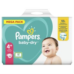 Pampers Couches Bébé Taille 4+ : 10-15 Kg Baby Dry Le Paquet De 82