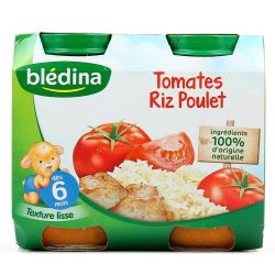 Bledina Blédina Petits Pots Bébé Dès 6 Mois, Tomates Riz Poulet Les 2 De 200 G