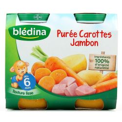 Blédina Petits Pots Bébé Dès 6 Mois, Carottes Jambon : Les 2 De 200G