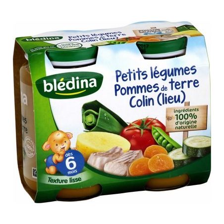 Blédina Petits Pots Bébé Dès 6 Mois, Légumes Colin : Les 2 De 200 G