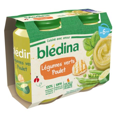 Bledina Blédina Petits Pots Légumes Verts Poulet Dès 6 Mois Pack De 200 G X 2 - 400