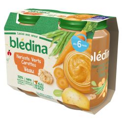 Bledina Blédina Petits Pots Haricots Verts Carottes Veau Dès 6 Mois Pack De 200 G X 2 - 400