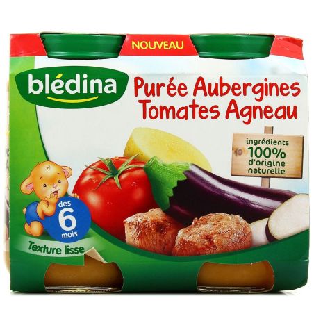 Blédina Petits Pots Bébé Dès 6 Mois, Purée Aubergines Tomates Agneau : Les 2 De 200 G