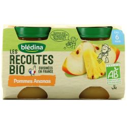 Blédina Les Récoltes Bio Compotes Bébé Pomme Ananas Dès 6 Mois : 2 Pots De 130 G