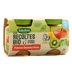Blédina Les Récoltes Bio Compotes Bébé Pomme Banane Kiwi Dès 6 Mois : 2 Pots De 130 G