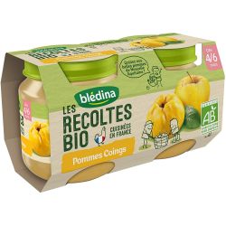 Bledina Blédina Les Récoltes Bio Compotes Bébé Pommes Coings Dès 4/6 Mois 2 Pots De 130 G