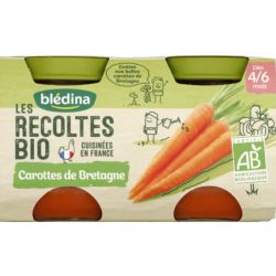 Blédina Les Récoltes Bio Compotes Bébé Carottes De Nos Régions Dès 4/6 Mois : 2 Pots 130 G