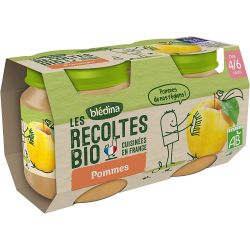 Bledina Blédina Les Récoltes Bio Compotes Bébé Pommes Dès 4/6 Mois 2 Pots De 130 G