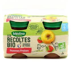 Blédina Les Récoltes Bio Compotes Bébé Pommes Fraises Dès 6 Mois : 2 Pots De 130 G