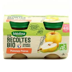 Blédina Les Récoltes Bio Compotes Bébé Pommes Poires Dès 4/6 Mois : 2 Pots De 130 G