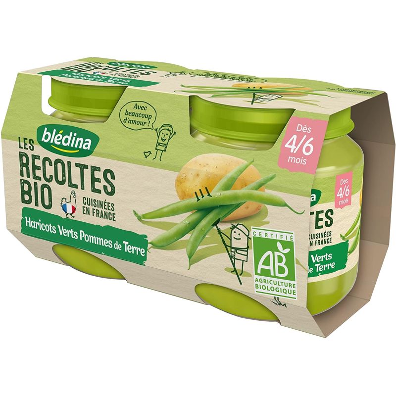 Blédina Les Récoltes Bio Petits Pots Bébé Haricots Verts Pommes De Terre Dès 4/6 Mois : 2 130 G
