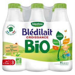 Blédina Les Récoltes Bio Lait Bébé Blédilait 12 Mois À 3 Ans : 6 Bouteilles D'1L