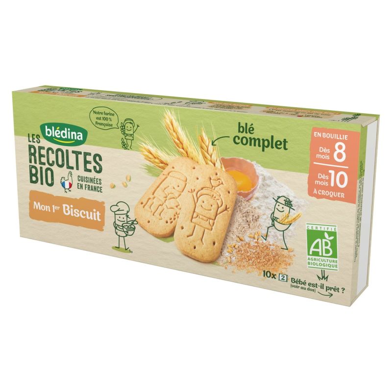 Blédina Les Récoltes Bio Mon 1Er Biscuit Dès 8 Mois En Bouillie 10 À Croquer : Le Paquet De 150G