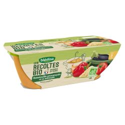 Blédina Les Récoltes Bio Plats Bébé Dès 8 Mois Ratatouille Provençale Et Semoule : 2 Bols De 200G