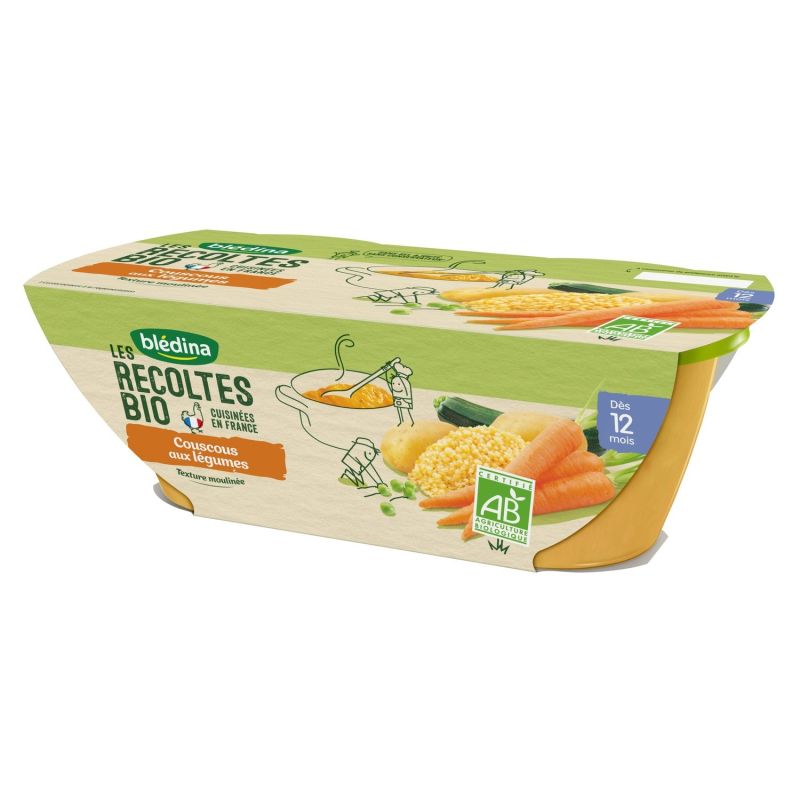 Blédina Les Récoltes Bio Couscous Aux Légumes Dès 12 Mois Pack De 200 G X 2 - 400