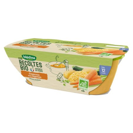 Blédina Les Récoltes Bio Couscous Aux Légumes Dès 12 Mois Pack De 200 G X 2 - 400