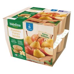Bledina Coupelles Pommes Poires Vanille De 6 À 36 Mois Pack 100 G X 8 - 800