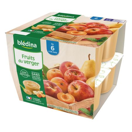 Blédina Petits Pots Bébé Coupelles De Fruits Du Verger Dès 6 Mois : Les 8 100G