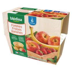 Blédina Compotes Bébé Dès 6 Mois, Pomme Biscuit : Les 4 Pots De 100 G