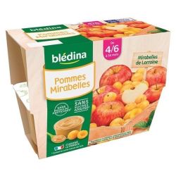 Blédina Coupelles Pommes Mirabelles De 4/6 À 36 Mois Pack 100 G X 4 - 400