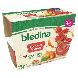 Blédina Coupelles Pommes Fraises De 4/6 À 36 Mois Pack 100 G X 4 - 400